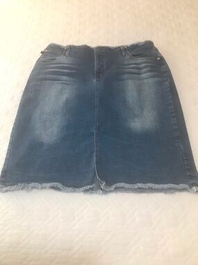 Jalate Denim Frayed Hem A-Line Skirt Blue Distressed Y2K Size 20